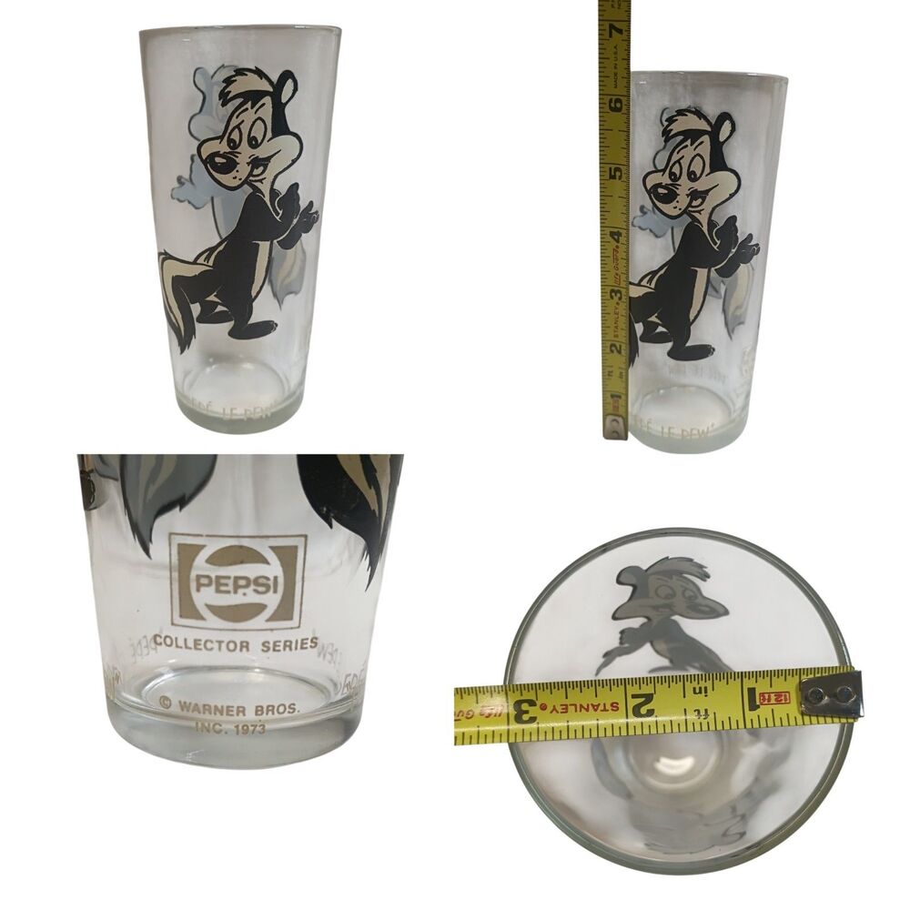 MINT CONDITION 1973 Pepe Le Pew Pepsi Glass Collector Warner Bros Looney Tunes